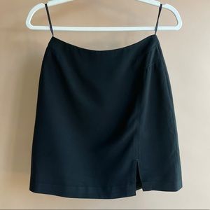 Vintage minimal black front slit mini skirt